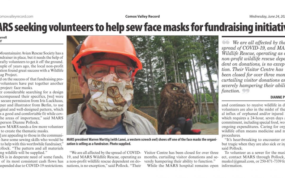 MARS seeking volunteers to help sew face masks for fundraising initiative